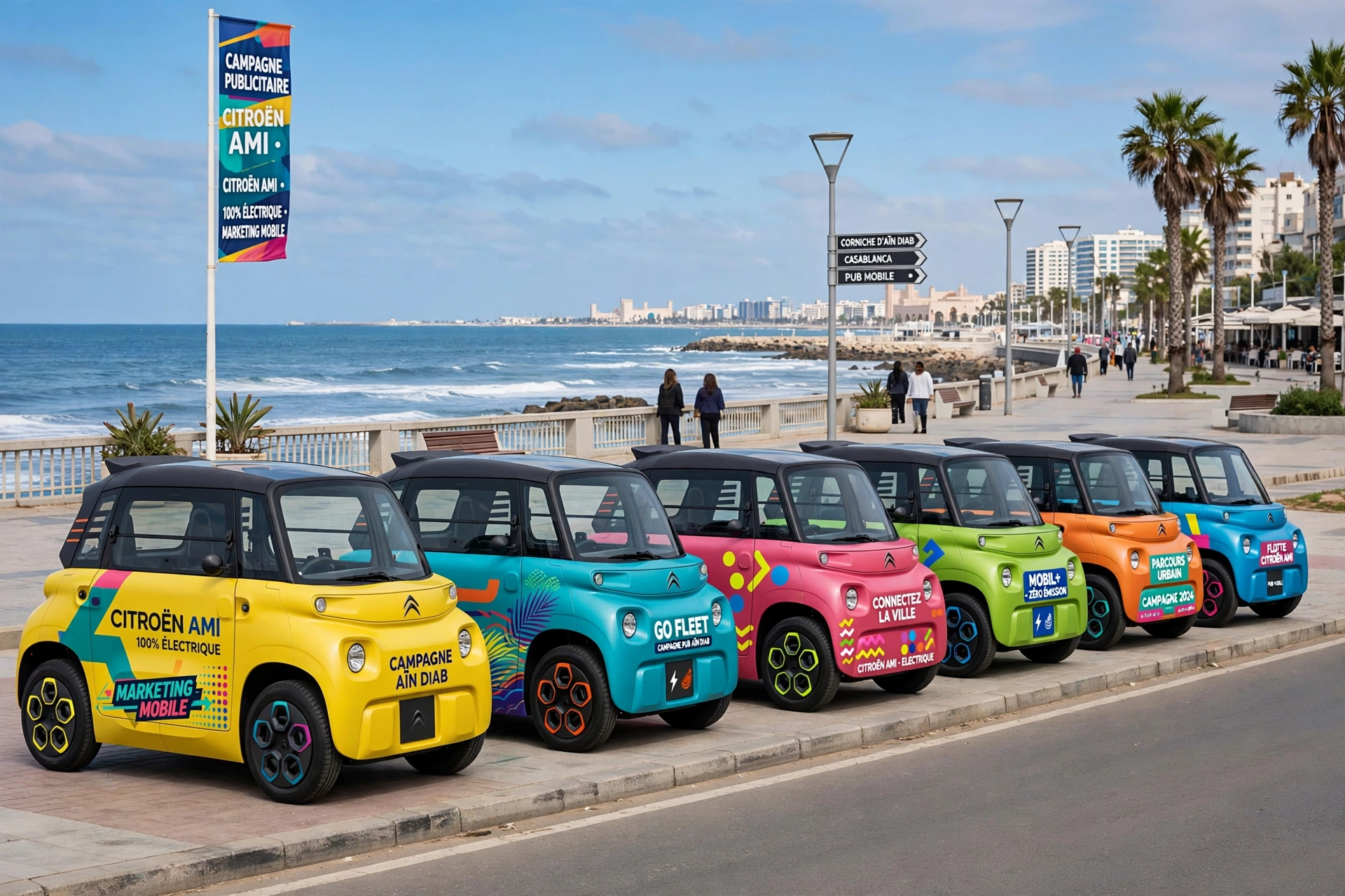 Flotte de Citroën Ami pour campagne publicitaire